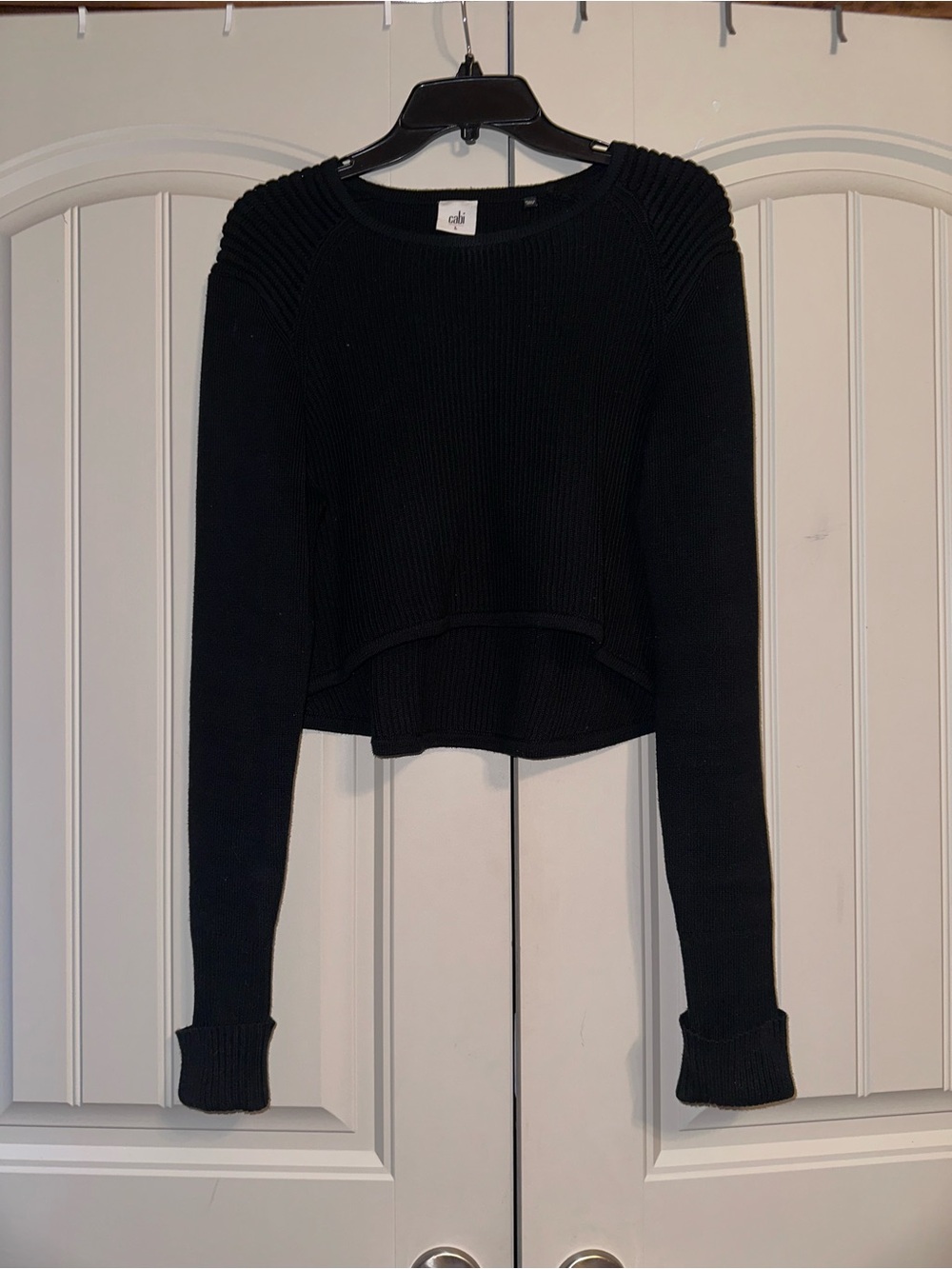 CAbi Black Ribbed High-low Knit Sweater Top